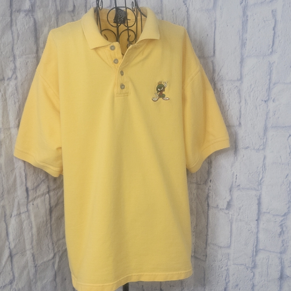 Warner Bros.‎ Marvin The Martian Polo Yellow Shirt Looney Tunes Golf Men's XL